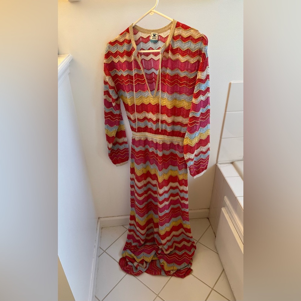Missoni Maxi Dress Long Sleeve Metallic